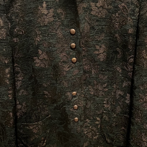 NEW PRICE - Tailored blazer mandarin collar, brocade pattern and copper buttons - Picture 3 of 5